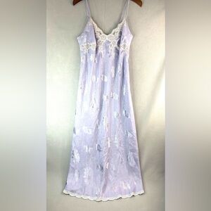 Sensara M Maxi Lace Trim Slip Gown Lavender Floral Chemise